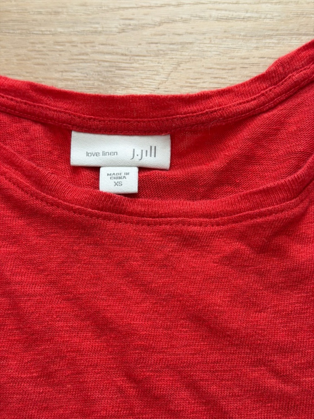 J.Jill Love Linen 100% Linen Knit Top T-shirt Coral Red Short Sleeve Tee XS–S - Picture 4 of 8